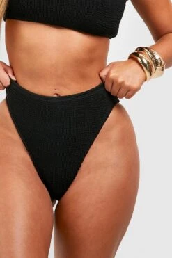 BOOHOO Premium Crinkle High Leg Bikini Brief 7 BOOHOO Premium Crinkle High Leg Bikini Brief -Sea Vibe Together female black premium crinkle high leg bikini brief 3