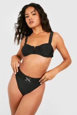 BOOHOO Ruched Cup Underwired Bikini Top