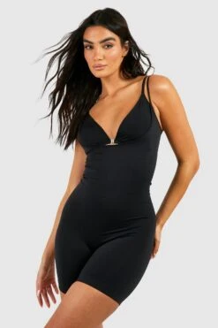BOOHOO Seamless Control Shaping Under Bust Leotard 6 BOOHOO Seamless Control Shaping Under Bust Leotard -Sea Vibe Together female black seamless control shaping under bust leotard 2
