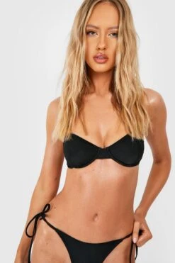 BOOHOO Tall Essentials Underwired Tie Side Bikini Set -Sea Vibe Together female black tall essentials underwired tie side bikini set 2