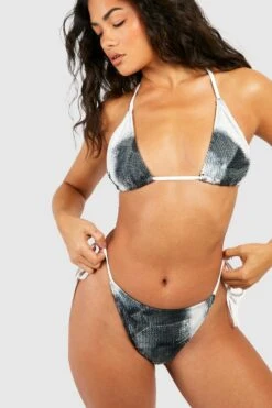 BOOHOO Tie Dye Crinkle Triangle Bikini Top -Sea Vibe Together female black tie dye crinkle triangle bikini top 3