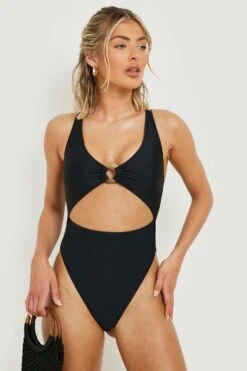 BOOHOO Wooden O-Ring Cut Out Swimsuit