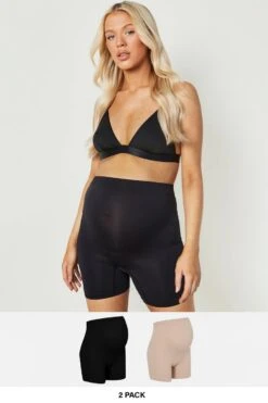 BOOHOO Maternity Seamless Bump Support Shorts 2 Pack
