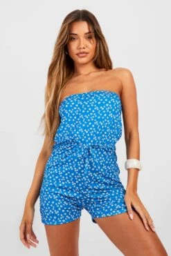 BOOHOO Ditsy Bandeau Romper