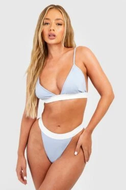 BOOHOO Jersey Knit Triangle Bralette -Sea Vibe Together female blue jersey knit triangle bralette 2