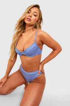 BOOHOO Nautical Rib Underwired Bikini Top