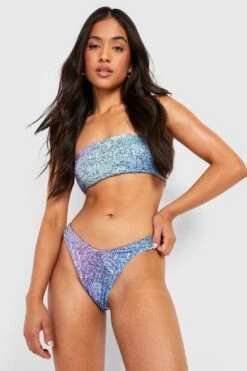 BOOHOO Petite Ombre Bandeau Bikini Set