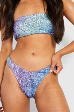 BOOHOO Petite Ombre Bandeau Bikini Set -Sea Vibe Together female blue petite ombre bandeau bikini set 3