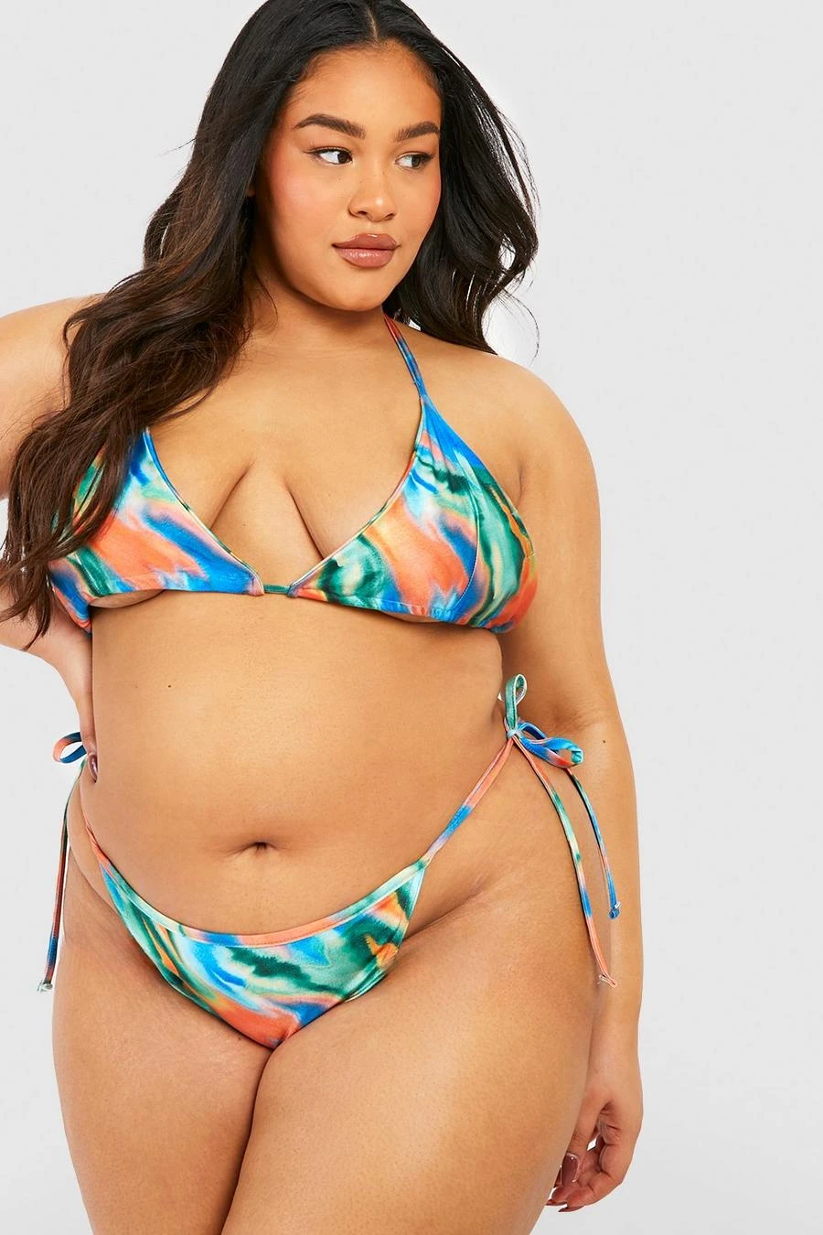 BOOHOO Plus Abstract Print Triangle Bikini Set 3 BOOHOO Plus Abstract Print Triangle Bikini Set - Image 3