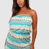 BOOHOO Plus Azetc Print Bandeau Beach Romper