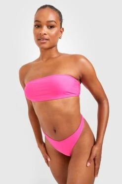 BOOHOO Tall Essentials Bandeau Bikini Set -Sea Vibe Together female bright20pink tall essentials bandeau bikini set 3