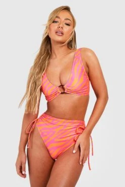 BOOHOO Tummy Control Zebra O-Ring Bikini Set