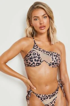 BOOHOO Leopard Mesh Insert Underwire Bikini Top 7 BOOHOO Leopard Mesh Insert Underwire Bikini Top -Sea Vibe Together female brown leopard mesh insert underwire bikini top 3