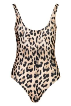 BOOHOO Leopard Scoop Swimsuit -Sea Vibe Together female brown leopard scoop swimsuit 2