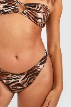 BOOHOO Tiger Hipster Bikini Brief -Sea Vibe Together female brown tiger hipster bikini brief 3