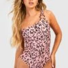 BOOHOO Tiger Tummy Control O-ring One Shoulder Swimsuit