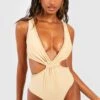 BOOHOO Rope Detail Cut Out Plunge Swimsuit