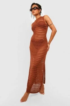 BOOHOO Petite Recycled Crochet Maxi Beach Dress