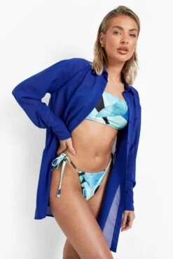 BOOHOO Chiffon Beach Shirt Dress