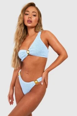 BOOHOO Shell Trim Crinkle Hipster Bikini Brief