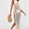 BOOHOO Crochet Slit Maxi Beach Dress