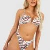 BOOHOO Tiger Print V Bar Strappy Bikini Set