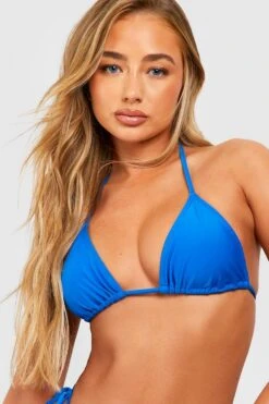 BOOHOO Essentials Triangle Tie Bikini Top 7 BOOHOO Essentials Triangle Tie Bikini Top -Sea Vibe Together female electric20blue essentials triangle tie bikini top 3