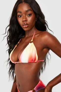 BOOHOO Abstract O-Rings Triangle Bikini Set -Sea Vibe Together female fire20red abstract o rings triangle bikini set 2