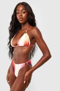 BOOHOO Abstract O-Rings Triangle Bikini Set