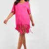 BOOHOO Plus Cold Shoulder Cut Out Tassel Beach Dress