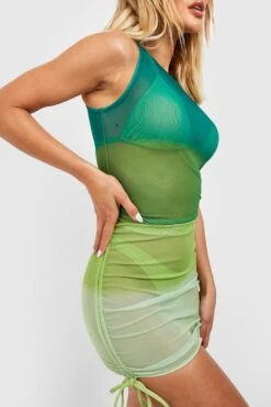 BOOHOO 3 Pack Ombre Ruched Dress & Bikini Set -Sea Vibe Together female green 3 pack ombre ruched dress bikini set 3