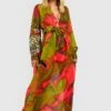 BOOHOO Neon Tie Dye Animal Maxi Beach Kaftan