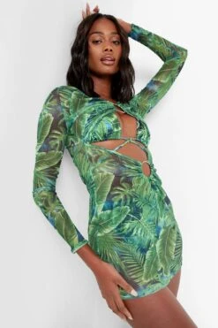 BOOHOO Tropicana O-Ring Mesh Beach Dress 6 BOOHOO Tropicana O-Ring Mesh Beach Dress -Sea Vibe Together female green tropicana o ring mesh beach dress 2