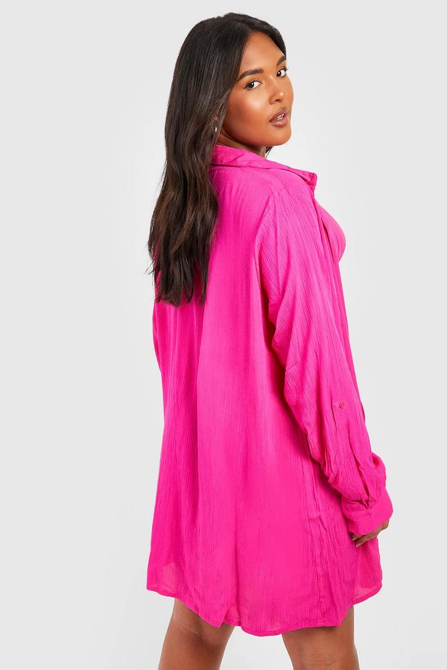 BOOHOO Plus Crinkle Rayon Beach Shirt 2 BOOHOO Plus Crinkle Rayon Beach Shirt - Image 2