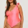 BOOHOO Plus Tie Shoulder Scoop Swimsuit
