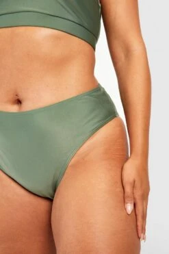 BOOHOO Plus Essentials High Waisted Bikini Brief -Sea Vibe Together female khaki plus essentials high waisted bikini brief 3