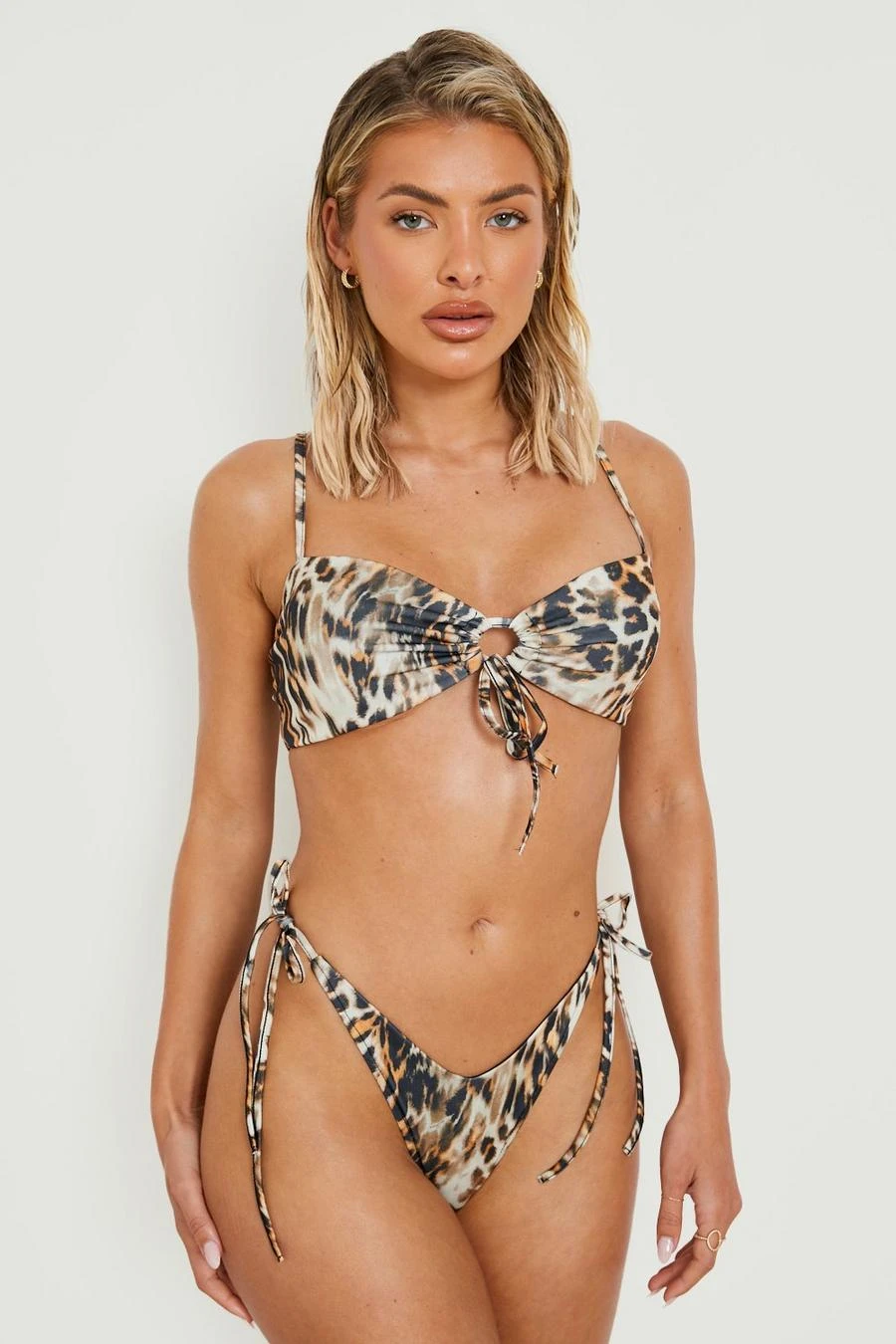 BOOHOO Leopard Tie Front Bikini Top 3 BOOHOO Leopard Tie Front Bikini Top - Image 3