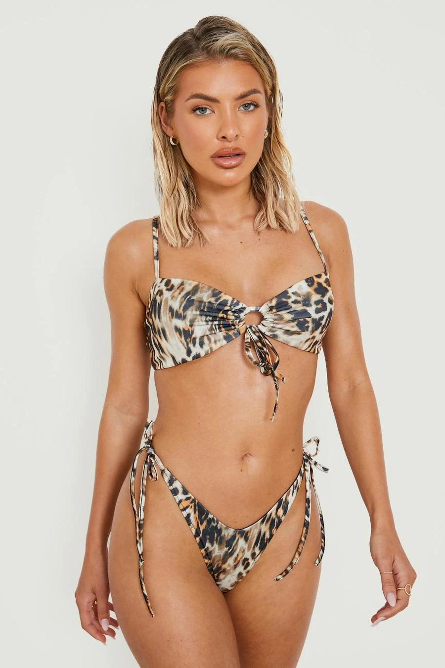 BOOHOO Leopard Tie Front Bikini Top 1 BOOHOO Leopard Tie Front Bikini Top