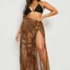 BOOHOO Plus Leopard Chiffon Maxi Beach Sarong