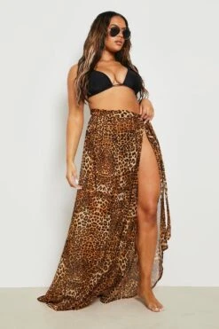 BOOHOO Plus Leopard Chiffon Maxi Beach Sarong 6 BOOHOO Plus Leopard Chiffon Maxi Beach Sarong -Sea Vibe Together female leopard plus leopard chiffon maxi beach sarong 2