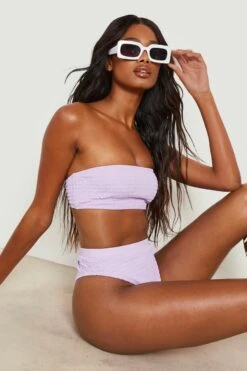 BOOHOO Shirred High Waist Bikini Brief