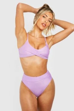 BOOHOO Wrap Detail Plunge Bikini Top