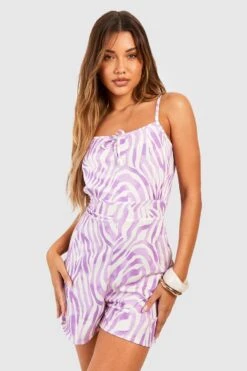 BOOHOO Zebra Strappy Cami Romper