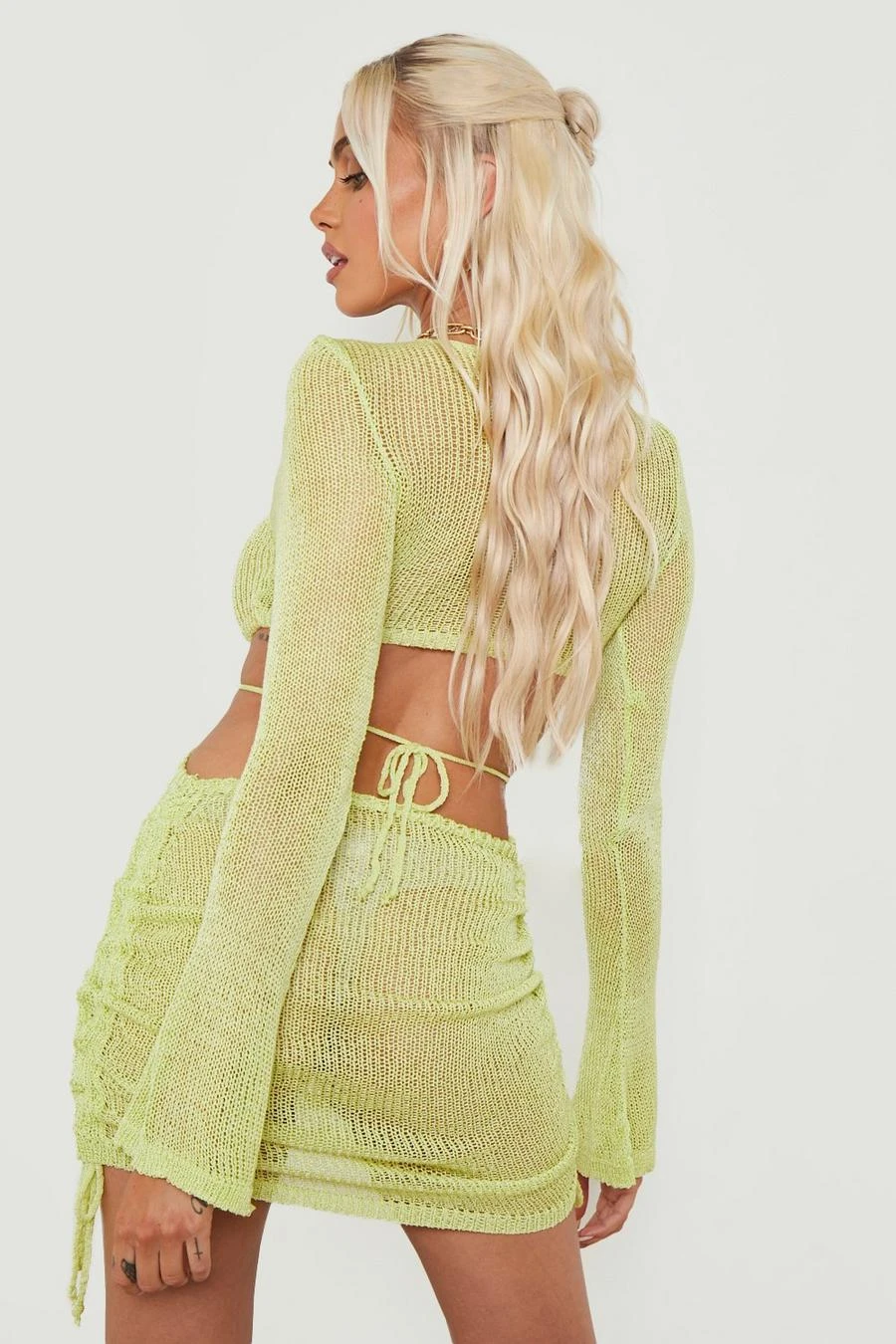 BOOHOO Cut Out Ruched Detail Knitted Beach Dress 2 BOOHOO Cut Out Ruched Detail Knitted Beach Dress - Image 2