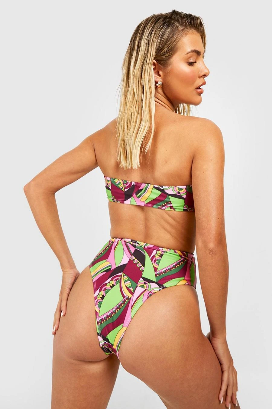 BOOHOO Paisley Bandeau High Waisted Bikini Set 2 BOOHOO Paisley Bandeau High Waisted Bikini Set - Image 2