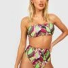 BOOHOO Paisley Bandeau High Waisted Bikini Set