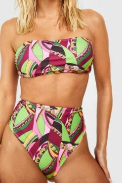 BOOHOO Paisley Bandeau High Waisted Bikini Set 7 BOOHOO Paisley Bandeau High Waisted Bikini Set -Sea Vibe Together female lime paisley bandeau high waisted bikini set 3