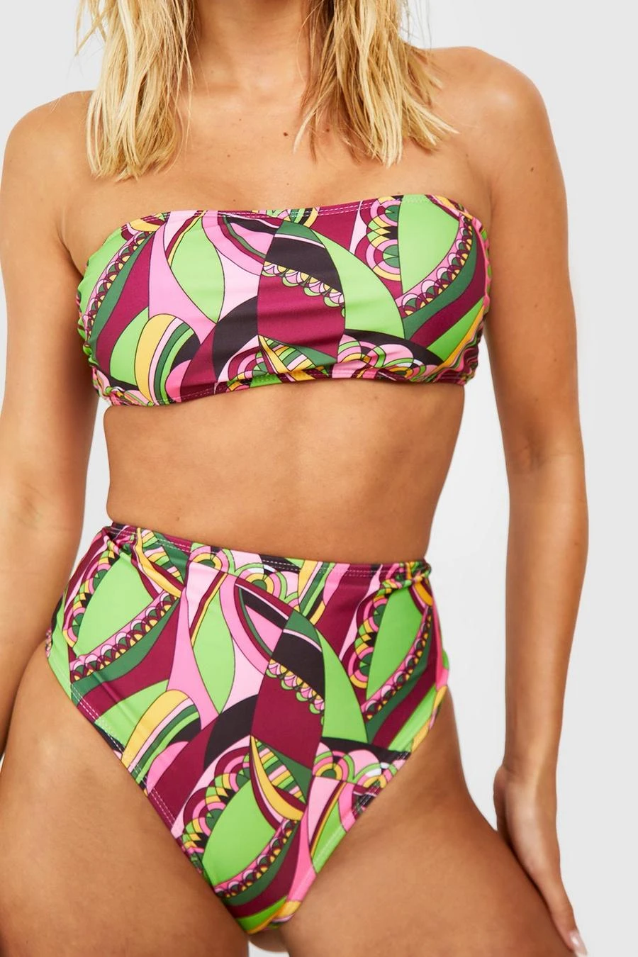 BOOHOO Paisley Bandeau High Waisted Bikini Set 4 BOOHOO Paisley Bandeau High Waisted Bikini Set - Image 4