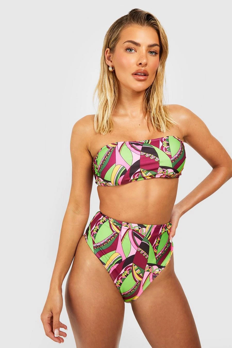 BOOHOO Paisley Bandeau High Waisted Bikini Set 1 BOOHOO Paisley Bandeau High Waisted Bikini Set