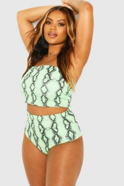 BOOHOO Plus Neon Snake High Waisted Bikini